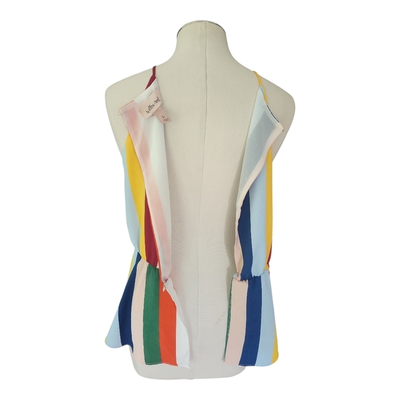 Willow + Root Rainbow Stripe Tie Front Halter Top Size Large 100% Poly - Picture 5 of 8